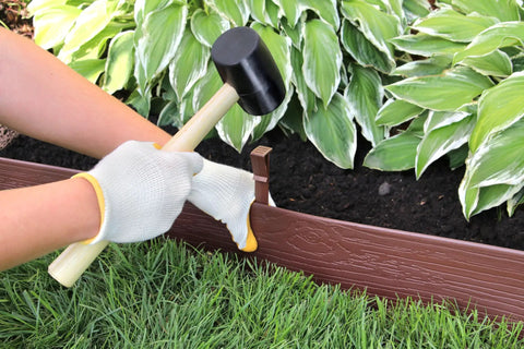 Durable Landscape Edging Coil For Lawn And Garden 40 Ft Long 4 In Tall Terrace Board Border With 10 Stakes Brown HDPE Plastic installation