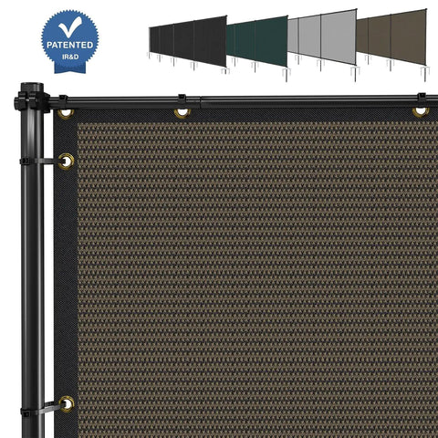 Close-up of 6x24 Foot Outdoor Privacy Fence Panel Kit Freestanding Backyard Privacy Screen for Pools, Patios, and Dogs in brown.