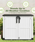 Spacious 36 Cu Ft Plastic Outdoor Storage Shed With Wood Grain Finish Waterproof Backyard Cabinet Dual Lock Doors For Tools