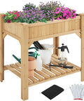 Raised Garden Bed With Grow Grid, 36 Inch High By 25 Inch Wide By 37 Inch Long, Eight Pocket Herb Planter For Outdoor Veggies
