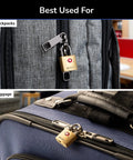 TSA Approved Luggage Padlocks 22mm Solid Brass Locks With Chrome Plated Hardened Steel Shackle on backpack and luggage