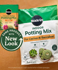 Top Shelf Indoor Potting Mix For Cactus And Succulents Featuring Sweet Roots Development With Rapid Drainage Sand Perlite And Peat Moss Formula Plus Loaded Plant Food For Ace Houseplants In 8 Quart Packs packaging displayed with labels and graphics.