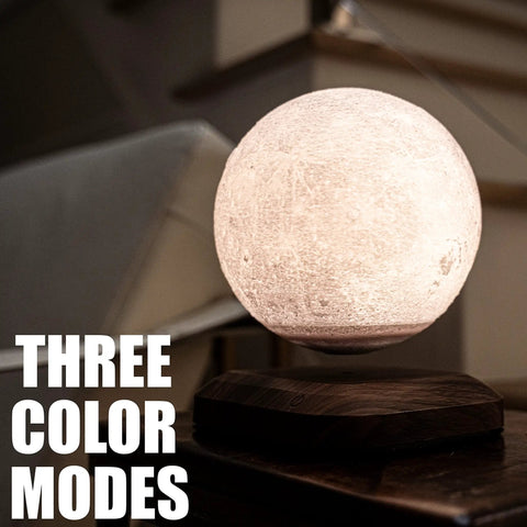 Floating Moon Lamp With Magnetic Levitation Dope Rotating Realistic Moon Display 3 Color Modes LED light on wooden base