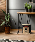 Portable Electric Space Heater with 1500 Watt Infrared Quartz, digital thermostat, in modern beige cabinet, 17x14x12 inch