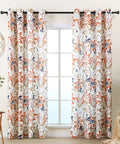 Privacy Boho Curtains 84 Inches Long 2 Panels Set Orange Brown Light Filtering Drapes For Living Room Bedroom Nursery Grommet Top Botanical Floral Pattern Cozy Vibe installed in a room