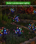 Solar Garden Lights Outdoor Decor 4 Pack With Constant And Flashing Modes, Waterproof Multi Color Pathway Lawn Lights For Garden Yard Grave Marker Cemetery Memorials