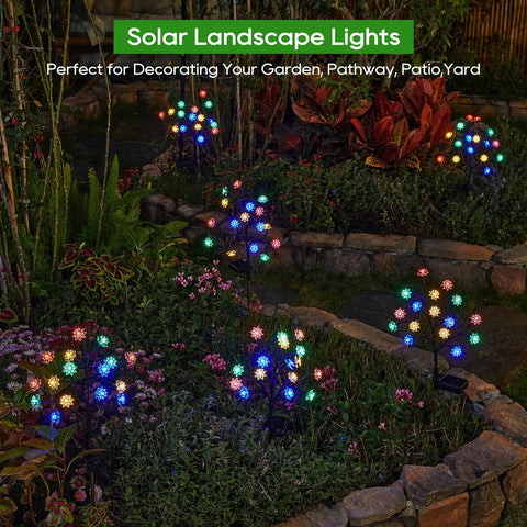 Solar Garden Lights Outdoor Decor 4 Pack With Constant And Flashing Modes, Waterproof Multi Color Pathway Lawn Lights For Garden Yard Grave Marker Cemetery Memorials