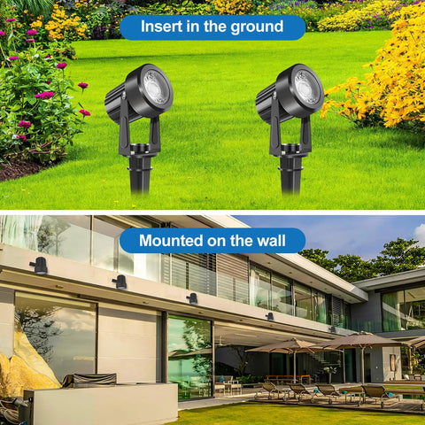 Low Voltage Outdoor Landscape Lighting Kit With Transformer 27V LED Spotlights for garden, lawn, and pool mounting options