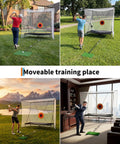All Around Golf Net For Hitting Practice 10x8FT indoor outdoor training net with impact targets, used in various settings.