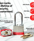 48 Keyed Alike Padlocks With 2 Inch Shackle For Outdoor Use Pick Resistant Brass Pin Cylinders Hardened Steel Case Includes 96 Keys