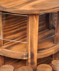 Crescent Wooden Squirrel Feeder Table For Outdoor Use Picnic Table Style Seed Tray With Transparent Sides detail view