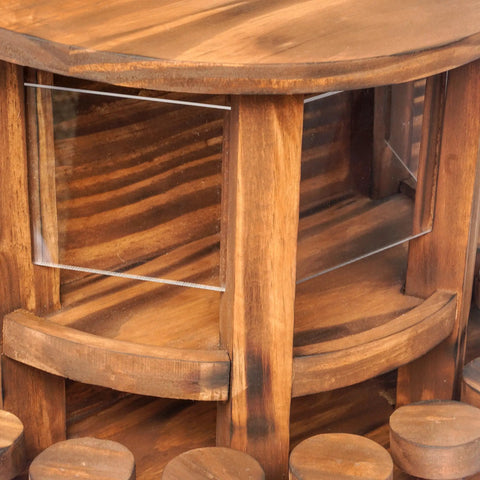 Crescent Wooden Squirrel Feeder Table For Outdoor Use Picnic Table Style Seed Tray With Transparent Sides detail view