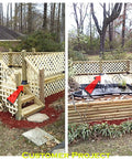Garden with wooden lattice fence featuring Nominal 4x4 Post Base Cover With Skirt Flange And Stainless Steel Screws in use