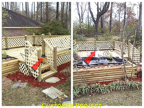 Garden with wooden lattice fence featuring Nominal 4x4 Post Base Cover With Skirt Flange And Stainless Steel Screws in use