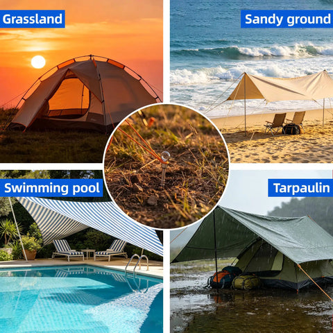 14 Inch Ground Anchors Screw In Aluminum Tent Stakes Rustproof Detachable Stakes for Camping on grassland, sand, poolside, tarp