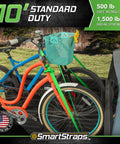 14FT Ratchet Tie Down Straps 4 Pack Featuring Savage 500 Pound Safe Working Load And Quad Winder Design For Pickup Truck securing two bicycles in a truck bed.