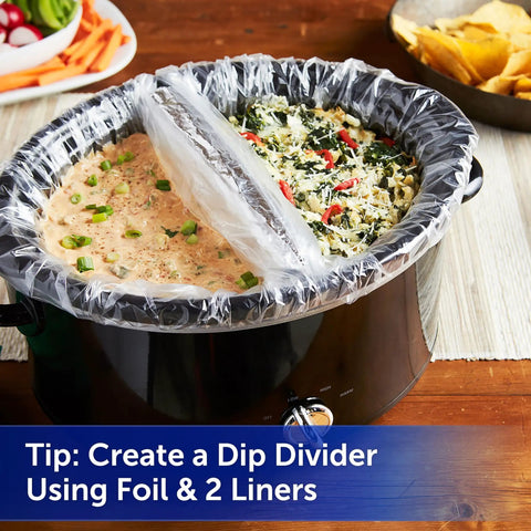 Small Slow Cooker Liners For 1 To 3 Quart Pots Pack Of 5 Easy Cleanup In Eight Seconds Or Less No Soak Required No Mess No Stress Strong Leak Resistant Bags For Mess Free Cooking Every Time dividing dips