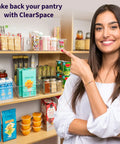 Low Maintenance Pantry Organizers And Kitchen Storage Bins With Split Dividers Keep Your Fridge Chill And Counter Cleared For Snacks And Bulk Goods Two Piece Set in a tidy pantry.