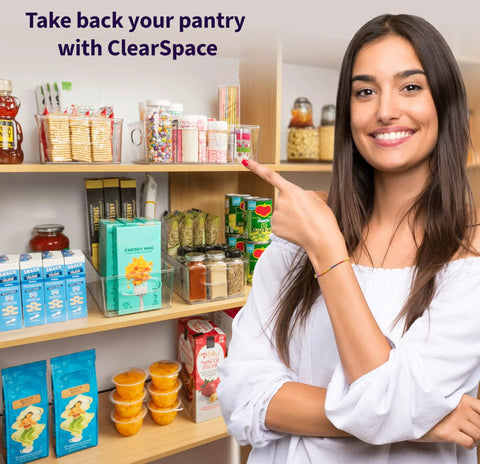 Low Maintenance Pantry Organizers And Kitchen Storage Bins With Split Dividers Keep Your Fridge Chill And Counter Cleared For Snacks And Bulk Goods Two Piece Set in a tidy pantry.