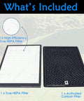 Replacement True HEPA Filter Combo for Alexapure Breeze AP-B102 and 3049 Set showing H13 main filter and carbon odor layer