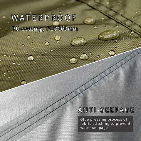 Hexagon Hammock Rain Fly Waterproof Camping Tarp 12x10 To 15x14 Ft, waterproof fabric with water droplets and stitching details