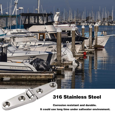 4 Pack 4 Inch By 1 Inch 316 Stainless Steel Boat Strap Hinges Marine Grade Butt Hinge With Screws on a dock with boats