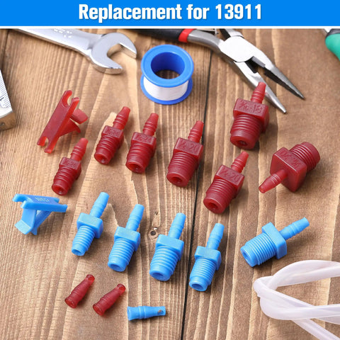 Master Cylinder Bleeder Kit Replacement For 13911 With 22 Inch Clear Hose Clips SAE And Metric Fittings displayed on wood