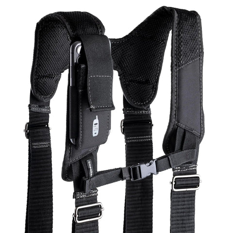 Ballistic Tool Belt With Suspenders, Professional Series For Heavy Duty Work, adjustable rigging system close-up view