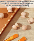 50 Pack Unfinished Wood Finials And Dowel Rod Caps With Classic Ball Shape For DIY Cabinet Hardware And Furniture Upgrades on a wooden surface