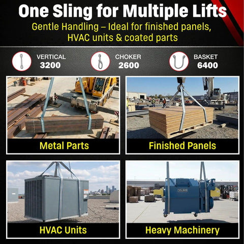 One Inch By Ten Foot Polyester 2 Ply Lifting Eye To Eye Rigging Sling Built Tough For Industrial Lifts 3200 Pound Vertical Load Rating