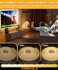 Dotless USB Powered LED Strip Lights 5V Dimmable 3000K Warm White 6.56ft TV backlight enhancing living room ambiance
