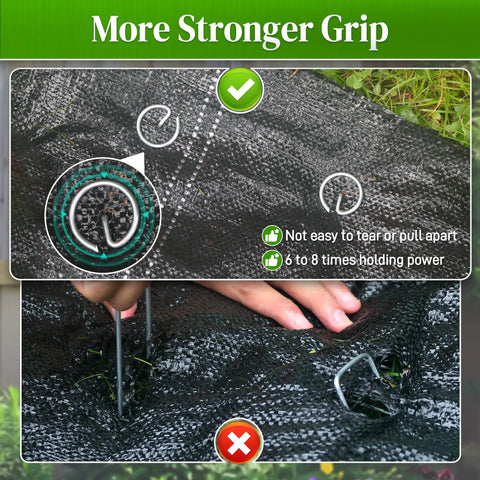 Heavy Duty 6 Inch Galvanized Landscape Stake Set 100 Pcs 11 Gauge Circle Top Garden Staples Durable G Shaped Ground Pins