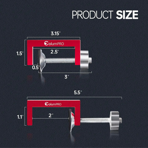 Two Pack Of Two Inch C Clamps Designed For Woodworking Welding And Construction With An Eight Millimeter Nut Drive dimensions diagram.