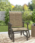 Outdoor Glider Chair For Patio With Steel Frame And Mesh Fabric Smooth Swing shown in garden setting