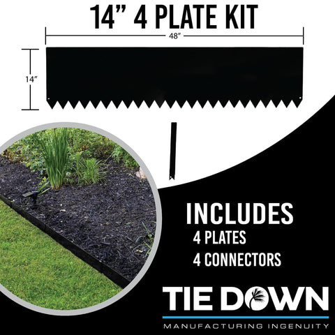 Metal Landscape Edging Kit 14 Inch By 48 Inch With 16 Feet Of Border Includes Four Steel Plates And Four Connectors