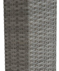 Close-up of gray wicker texture on the Outdoor Must Have Transitional Metal And All Weather Wicker Square Patio Table With Granite Base