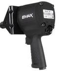 One Inch Drive Air Impact Wrench Packs Ball Bearings And Aluminum Body Pumping Kick Ass Twisting Force Up To 1500 Foot Pounds At 4200 Rpm side view with rubber grip.