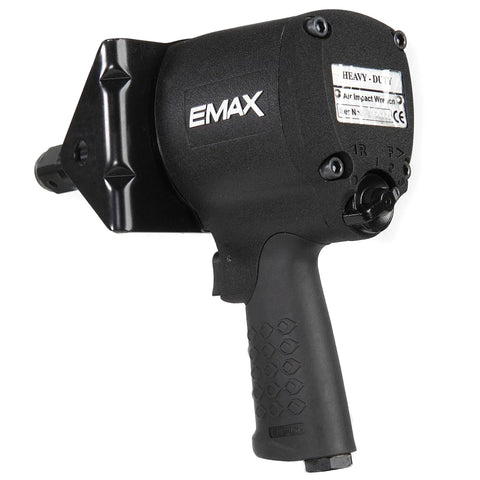 One Inch Drive Air Impact Wrench Packs Ball Bearings And Aluminum Body Pumping Kick Ass Twisting Force Up To 1500 Foot Pounds At 4200 Rpm side view with rubber grip.