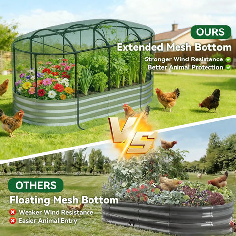 Raised Garden Bed With Self Watering System For Easy Outdoor Growing 6x3x1 Ft Elevated Planter Boxes With Mesh Cover Ideal For Vegetables Flowers Herbs In Backyard Or Patio