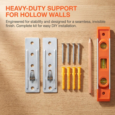 Heavy Duty Water Heater Wall Mount Bracket Kit 2 Pack Hollow Wall Supports For Secure Easy Install DIY Friendly Space Saving Mounting For Home Appliances Durable Metal Brackets For Water Heaters And More, with screws and anchors
