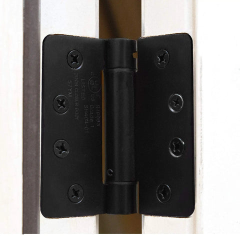 Self Closing Door Hinges 2 Pack Black Mortise Spring Hinges Heavy Duty 3.5 By 3.5 Inch Interior Exterior Ready For Any Door