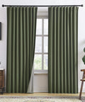 Extra Wide Linen Blackout Curtains With Hooks For Track System Sliding Doors, 2 Panels, 70 Inch Wide By 90 Inch Long Each
