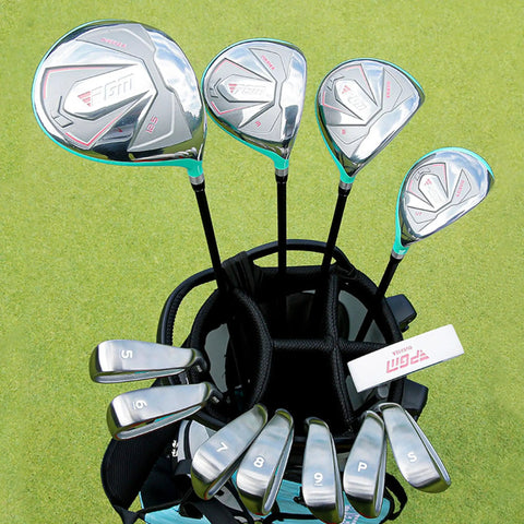 Women's 12 Piece Golf Club Set With 460cc Driver Four Woods Including Hybrid Seven Irons 5 PW SW Putter And Stand Bag