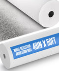 Top Shelf White Foam Insulation Roll With Super Reflective Radiant Barrier Coating For Pole Barn Garage Shed Attic Roofing Ninety Five Percent Heat Reflection Heavy Duty Thermal Management Forty Eight Inches Wide Fifty Feet Long Real Deal displayed with label showing 48in x 50ft size.