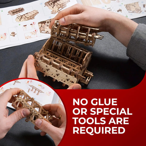 One Six Scale V8 Engine Wooden Model Kit For Adults With Moving Pistons Cam Shafts And Serpentine Belt 3D Mechanical Puzzle Hands On Diy Kit Functional Engine Replica With Electric Motor 776 Piece Count, no glue needed
