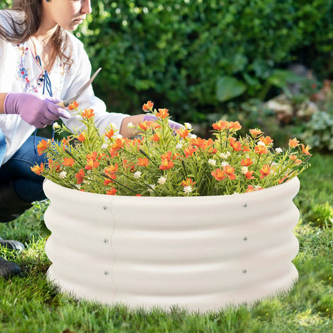 Person gardening with 2 Pack 2x1ft Galvanized Raised Garden Bed Outdoor Planter Box for Gardening and Planting Deep 12 Inch Beds