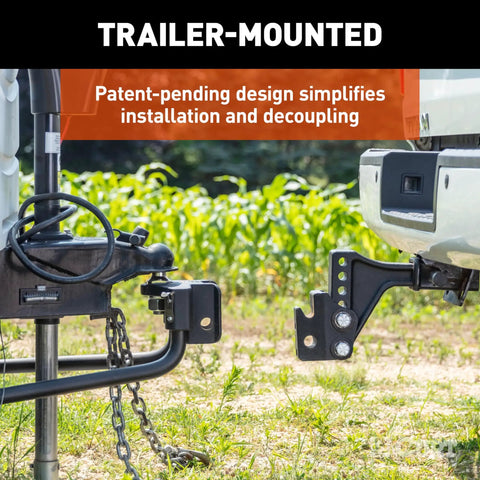 Trailer Mounted Weight Distribution Hitch With Sway Control And Quick Connect shown on truck for 8K-10K towing capacity.