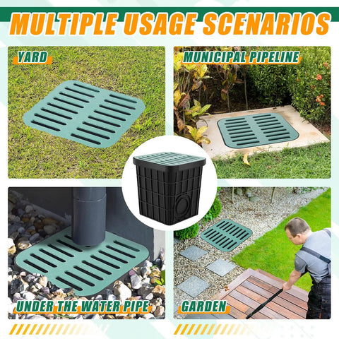 Heavy Duty Square Catch Basin Kit With Grate Debris Basket For Yard Drainage French Drains 15 By 15 By 15 Inches Ideal