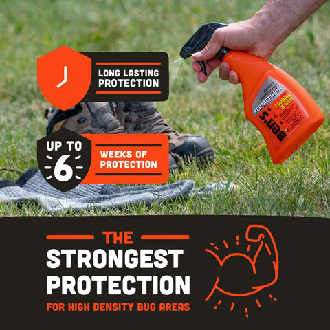 Long Lasting Insect Repellent For Outdoor Clothes And Gear With Zero Point Five Percent Permethrin Bonds To Fabric spray on boots