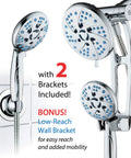 High Pressure Rainfall Shower System Featuring 48 Modes With 6 Inch Rain Head And Handheld 3 Way Combo in chrome with wall brackets
